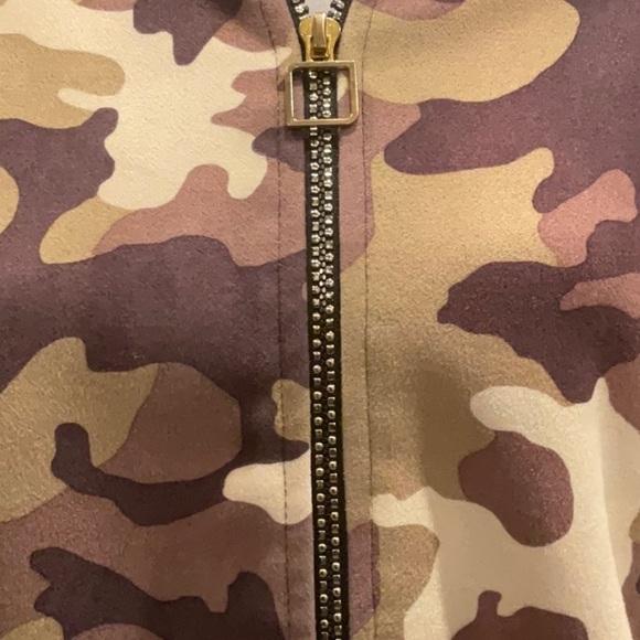 Pink Satin XL brown/cream super soft jersey camouflage shacket with full zip - Picture 2 of 5